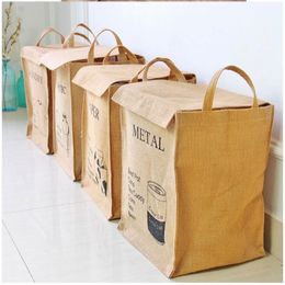 Jute Separate Recycling Waste Bin Bags for Kitchen Home Recycle Garbage Trash Sorting Bins Organizer Waterproof Baskets 201022