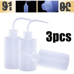 3pcs 250ml Curved Mouth Diffuser Plastic Wash Squirt Squeeze Bottle Lab Non-Spray Tattoo Bottles Accessories Refillable