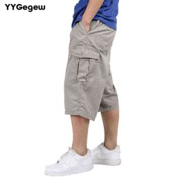 3/4 Pants Men Summer Baggy Cargo Cotton Calf Length Plus Size Pants Casual Trouser Male Large Loose Big Size 4XL 5XL 6XL Black H1223