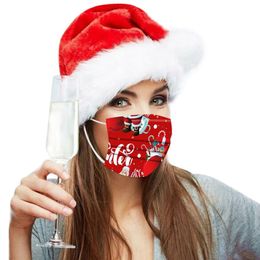 Christmas Masks Deer Printed Xmas Face Masks Anti Fog Disposable Face Masks 3-Layer Protection Mask Outdoor Mask