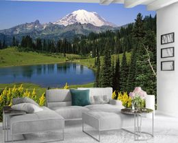 Modern Mural 3d Wallpaper 3d Wallpaper For Kitchen Beautiful Snow Mountain Forest Digital Printing HD Decorative Beautiful Wallpaper