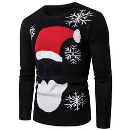 Mens Causal O Neck Sweater Deer Printed Autumn Winter Christmas Pullover Knitted Jumper Sweaters 201026