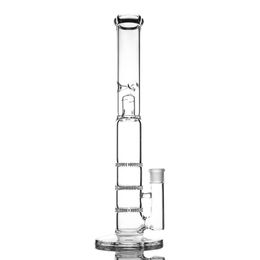 Hookahs 16 inches Heady triple percolater bong 5mm thick glass tube water pipes