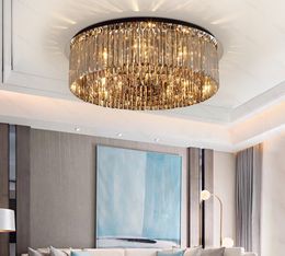 Simple postmodern crystal lamp living room round black light luxury American chandelier bedroom dining room lighting