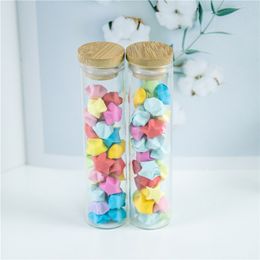 30x120mm Glass Bottle With Bamboo Cap Multipurpose Lid Leak Proof Airtight Canister Storage Bottles Jars 50pcs