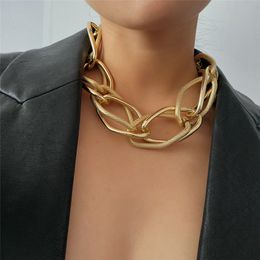 Punk Multi Layered Golden Chain Choker Necklace Jewellery for Women Hip Hop Big Thick Chunky Clavicle Chain Charm Necklace