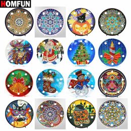 HOMFUN Diamond Painting LED Lamp Light Mandala 5D Diamond Embroidery Landscape Rhinestones DIY Diamond Christmas Halloween Gift 201202