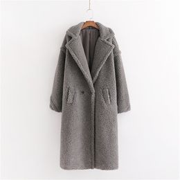 Autumn Winter Women Gray Teddy Coat Stylish Female Thick Warm Cashmere Jacket Casual Girls Streetwear 201216