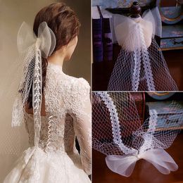 Fashion Bow Veil Lace Handmade Wedding Veils Bridal Hair Ornaments Wedding Headpiece Barrettes Jewellery For Bride J0121