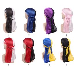 Mixed Color Fashion Unisex Durag Turban Bandanas Cap Men Headwear Long Tail Breathable Hat Hair Accessories Women Headwear