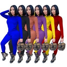Women soild Colour tracksuits pullover hoodie sweatshirt pants two piece set long sleeve sportswear fall winter outfits jogger suit 4097