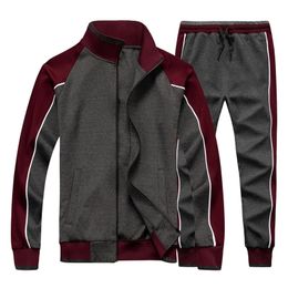 Men's Sportswear Casual Spring Tracksuit Men Two Pieces Sets Stand Collar Jackets Sweatshirt Pants Joggers Track Suit Running 201130