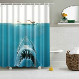 New Colourful Eco-friendly Animal Duck Shark Wolf Dinosaur Polyester High Quality Washable Bath Decor Shower Curtains Y200108