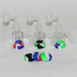 3.2inch Smoking Glass Ash Catcher with Detachable 5/7ml silicone container for mini dab oil rig 14mm 18mm ashcatcher bong