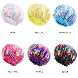 Colourful Satin Shiny Laser Night Sleep Cap Women Fashion Elastic Band Hair Care Beauty Beanie Hats African Head Cover Bonnet