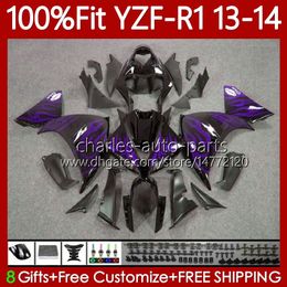 OEM Bodywork For YAMAHA YZF-R1 YZF1000 YZF R 1 1000CC 2013 2014 MOTO Body 97No.42 100% Fit YZF R1 1000 Purple flames CC YZFR1 13 14 YZF-1000 13-14 Injection Mould Fairing Kit