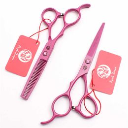 Left Hand 5.5" 16cm Purple Dragon Pink Cutting Scissors Thinning Shears Professional Hairdressing Scissors Hair Scissors Z8001 211227