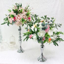 Decorative Flowers & Wreaths Flone 35cm Artificial Rose Peony Hydrangea Flower Ball Centrepiece Simulation Silk Wedding Party Decor