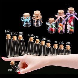 Mini Glass Bottle with Corks Empty Jars Vial for Decoration Artware Bottles Crafts Gift Wedding 50pcs