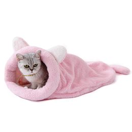 Cute Cat Sleeping Bag Warm Dog Cat Bed Pet Dog House Lovely Soft Pet Cat Mat Cushion High Quality Products Lovely Design 4Colors LJ201203