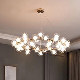 glass dining room chandeliers UK - Chandeliers 2022 Modern Creative LED Glass Bubble Chandelier Lighting For Luxury Living Dining Room Luminaire Ball Pendant Lamp