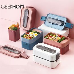 Bento Box Japanese Style Portable Lunch Box for Kids School Children Stainless Steel Food Container Bento Lunchbox With Soup Box 201015