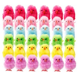 36pcs Mini Easter Chicks Simulation Cute Colourful Easter Chicks Baby Chicks for Easter Party Egg Bonnet Decoration