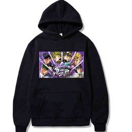 Harajuku Jojos Bizarre Adventure Unisex hoodie Japanese Anime Printed Men's hoodie Streetwear Casual tops H1227