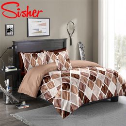 2020 New Arrival Geometry Printed Duvet Cover Set With Pillowcase Bed Euro Modern Brief Quilt Covers Bedclothes (No Sheet) LJ201015