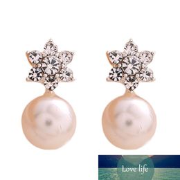 New Pearl Crystal Rhinstone Women Earring Snow Flower Stud Earrings for Women Brincos Earring Lovely Jewelry