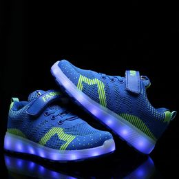 Size 25-37 Luminous Sneakers for Boys Children RF Control Casual Shoes Unisex Led Light Up Shoes Girl Hook Loop Glowing Sneakers 201113