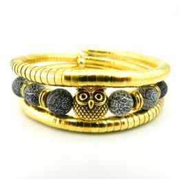 Natural Stone Bracelet Bangle Beads Cute owl colorful natural stones Jewelry Owl Bracelet Bangle