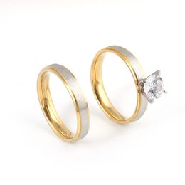 Lover Gold Colour Stainless Steel Ring For Women Men Stylish Dull Polished Couple Engagement Promise Jewellery