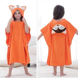 Autumn Baby Boys Girls Hooded Christmas Poncho Kids Bath Towel Cartoon Animal Swimming Bathrobe Cotton Children Beach Towel Y200429