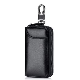 Unisex Leather Keychain Covers Men Key Holder Car Key Wallets Housekeeper Keys Organiser Bag Purse Zipper Key Case Wholesale