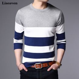 Liseaven Sweater Male Pullover Men Brand Casual Sweaters Striped Mens Cashmere Sweater Outerwear Jumper Pullovers 201022