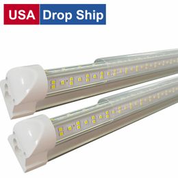 V-Shaped Led Tube Lights 72W 8FT 2.4m Integrated Cooler Door Led Fluorescent tubes light Lamp 270Angle Double Glow lighting 110-277V Daytime Shops light