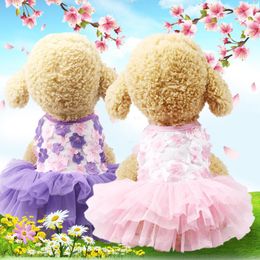 Dog Tutu Dresses Pet Puppy Cat Princess Dress Small Dogs Flower Party Dresses Pet Clothes Supplies 2 Colors YG1019