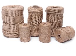 Natural Hemp Rope Line Jute Craft Twisted Twine Braided Bondage Cord Sash 100% Burlap DIY Arts Crafts Decoration 100 meters/roll