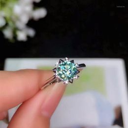 silver diamond cluster ring NZ - Cluster Rings BOEYCJR 925 Silver 1ct 2ct Blue Moissanite VVS Engagement Wedding Diamond Ring With National Certificate For Women1