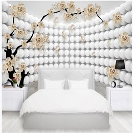 modern wallpaper for living room 3D Jewelry Flower Branch wallpapers Curved Stereo TV Background Wall
