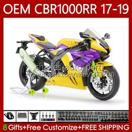 Bodywork +Tank For HONDA OEM CBR1000 CBR 1000 RR CC 2017 2018 2019 Body 75No.102 CBR1000CC CBR 1000RR 1000CC 17-19 CBR1000RR 17 18 19 Gloss Yellow Injection Mould Fairing