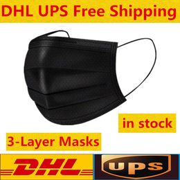 Black Super to Fast Delivery Arrive 3-7 Days Disposable Face Masks 3-layer Protection Mask with Earloop Mouth Face Sanitary Outdoor Masks