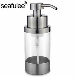 304 Stainless Steel Foaming Soap Dispenser Pump Bottle Bathroom Kitchen Countertop Refillable Accessory Acrylic 250ML Y200407