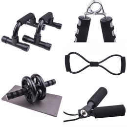 5 Piece Set Fitness Supplies Ab Rollers Type A Spring Gripping Device Combination Suit Equipment Black 34yn L2