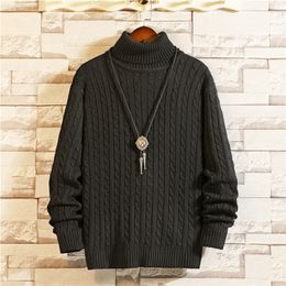 AKSR New Men Bottoming Sweater Solid Colour Large Size High Neck Long Sleeve Hand Knitted Pullovers Soft comfortable Winter 201028