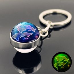 Luminous Constellation Keychain Clover Keychain Clover Glowing Crystal Ball Key Chain St Patricks Day Gifts Irish Pendant Jewelry