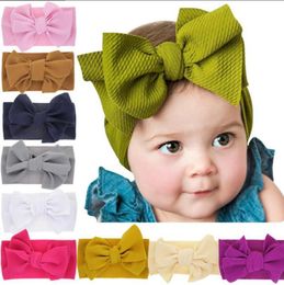 Bow Baby Headband Elastic Bowknot Headbands Solid Newborn Turban Wide Head Wrap Infant Girl Headwear Hair Accessories 12 Colors