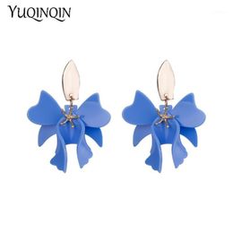 Dangle & Chandelier Trendy Fashion Drop Flower Acrylic Earrings For Women Big Long Metal Dangling Resin Earring Girls Elegant Gifts Jewelry1