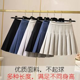 qiu dong's extended pleated skirt a word jk show thin big yards short skirt of tall waist fat mm Woollen cloth skirt Y1214